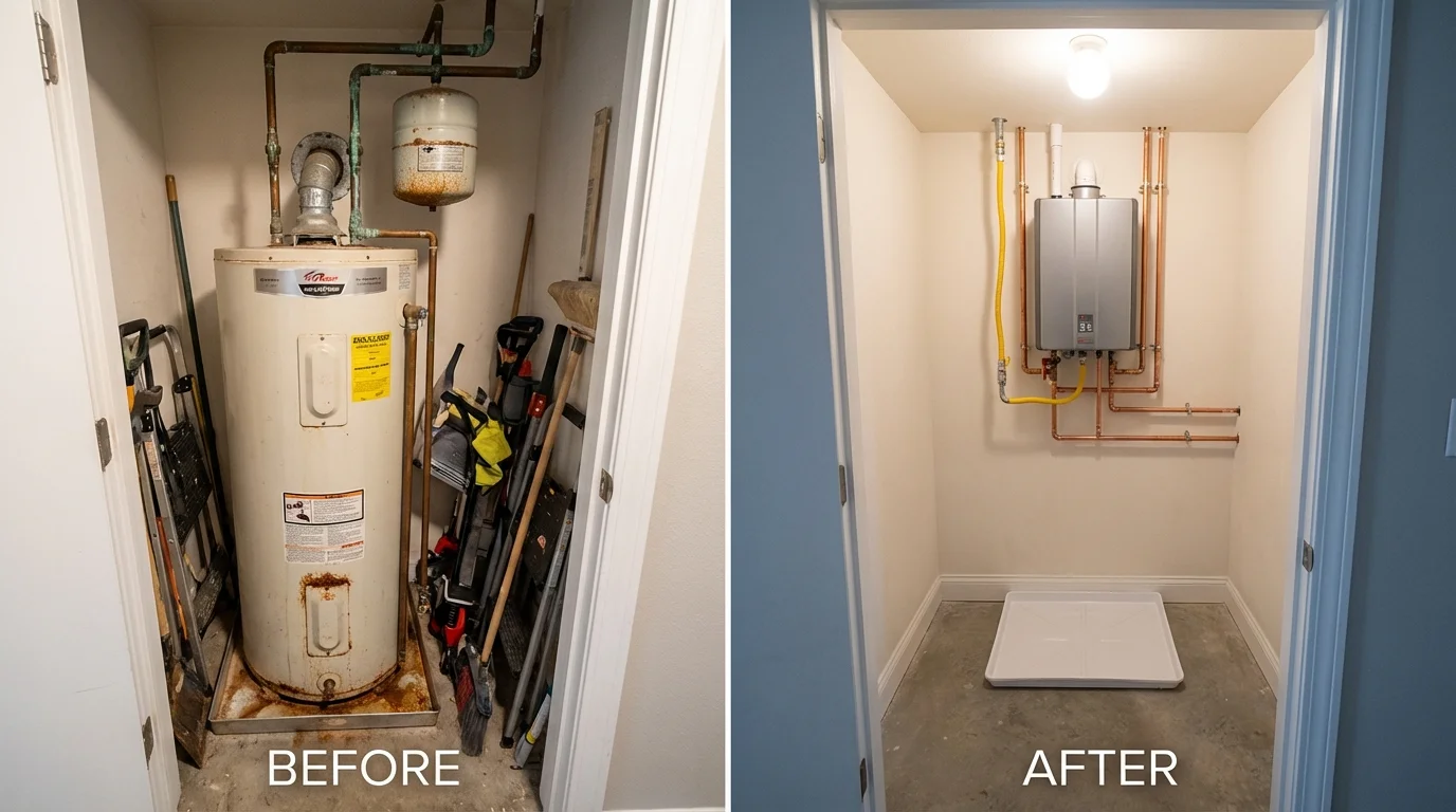 Tank water heater versus wall-mounted tankless unit comparison for Ashland, OH homeowners